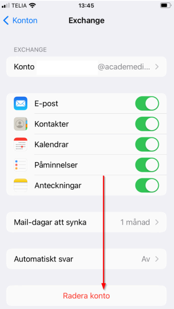 iPhone - Radera konto