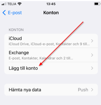 iPhone - Lägg till konto
