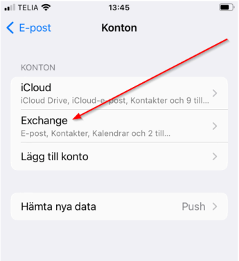 iPhone - Välj Exchange